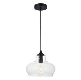Destry 9.4" Black And Clear 1 Light Pendant