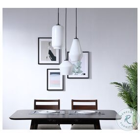 Gene Black And Frosted White Glass 3 Light Adjustable Height Pendant