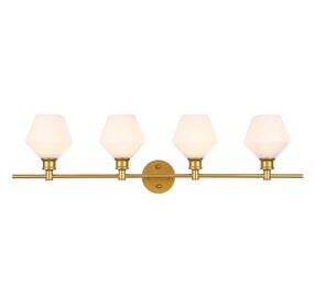 Gene Brass And Frosted White Glass 4 Light Wall Sconce