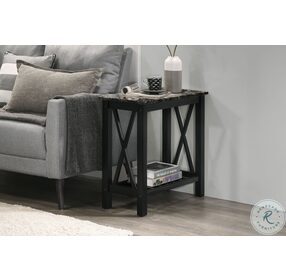 Eden Black And Marble Top Chairside Table