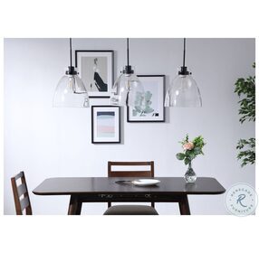 Frey Black And Clear Glass 3 Light Adjustable Height Pendant