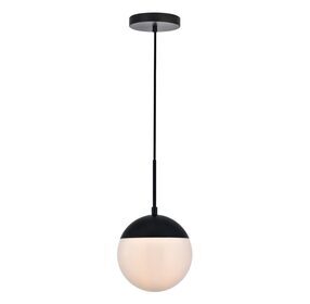 Eclipse 8" Black And Frosted White 1 Light Pendant
