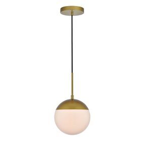 Eclipse 8" Brass And Frosted White 1 Light Pendant