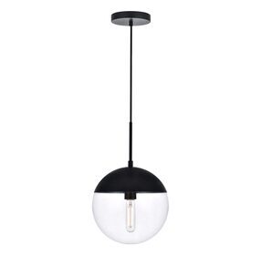 Eclipse 10" Black And Clear 1 Light Pendant
