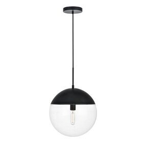 Eclipse 14" Black And Clear 1 Light Pendant