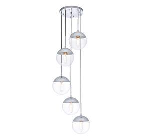 Eclipse 18" Chrome And Clear 5 Light Pendant