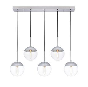 Eclipse 8" Chrome And Clear 5 Light Pendant