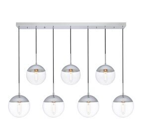 Eclipse 8" Chrome And Clear 7 Light Pendant
