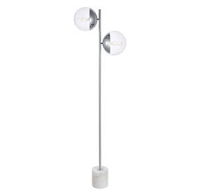 Eclipse 8" Chrome And Clear 2 Light Floor Lamp