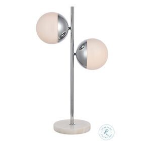 Eclipse 7" Chrome And Frosted White 2 Light Table Lamp
