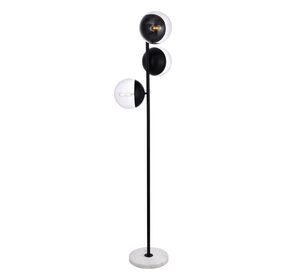 Eclipse 17.5" Black And Clear 3 Light Floor Lamp