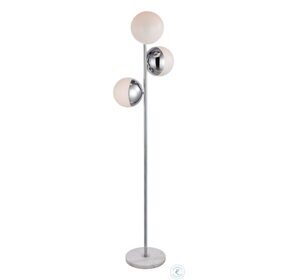 Eclipse 17.5" Chrome And Frosted White 3 Light Floor Lamp