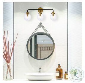LD7035W28BRB Hanson Black And Brass And Clear Shade 3 Light Bath Sconces