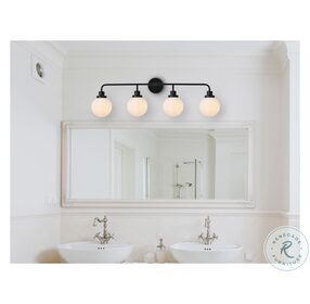LD7036W38BK Hanson Black And Frosted Shade 4 Light Bath Sconces