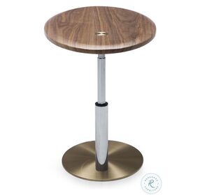 Lea Walnut And Bronze Round End Table