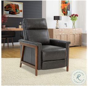 Lewiston Edgewater Charcoal Leather Push Thru The Arms Recliner