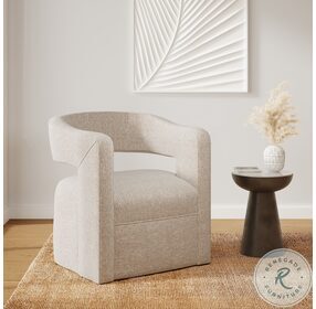 Lexy Natural Upholstered Swivel Accent Chair