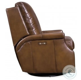 Collin Brown Leather Power Swivel Glider Recliner
