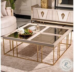 Carmela Shimmer Ivory And Gold Cocktail Table