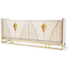 Carmela Glossy Charcoal Sand And Bright Gold TV Console