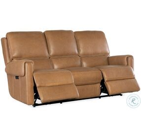 Somers Light Brown Power Reclining Sofa with Power Headrest