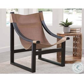 Lima Natural Leather Sling Chair with Black Frame