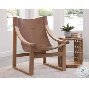 Lima Natural Leather Sling Chair with Natural Frame