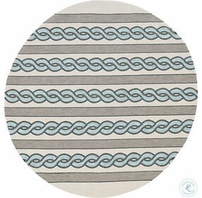 Libby Langdon Hamptons Ivory And Spa Groovy Gate Round Area Rug