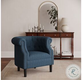 Lily Blue Upholstered Barrel Back Accent Chair