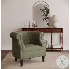 Lily Sage Upholstered Barrel Back Accent Chair