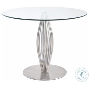 Linda Stainless Steel Glass Top 42" Round Dining Table