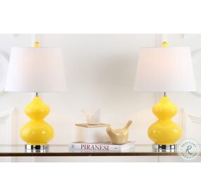 Eva Yellow 24" Double Gourd Glass Table Lamp Set of 2