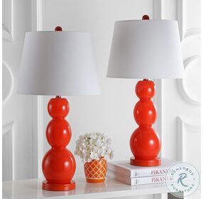 Jayne Blood Orange 26" Three Sphere Glass Table Lamp Set of 2