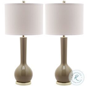 Mae Taupe 30" Long Neck Ceramic Table Lamp Set of 2