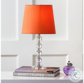 Nola Clear 16" Stacked Crystal Ball Table Lamp With Orange Shade Set of 2