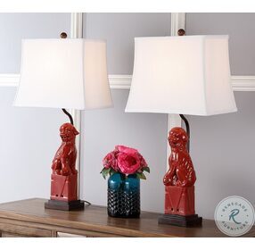 Foo Red 28" Dog Table Lamp Set of 2