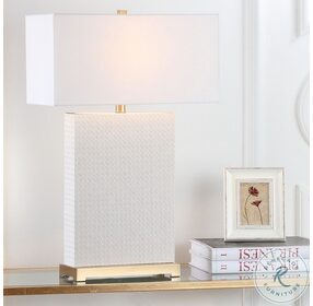 Joyce Cream 27" Faux Woven Leather Table Lamp Set of 2