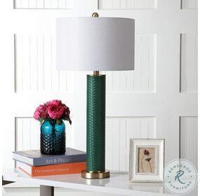 Ollie Dark Green 31" Faux Woven Leather Table Lamp Set of 2