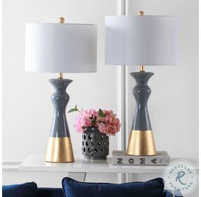Iris Grey and Gold 30" Table Lamp Set of 2