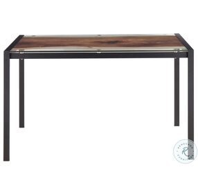 Live Edge Black Steel And Printed Glass Dining Table