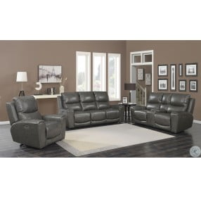 Laurel Gray Power Reclining Console Loveseat with Power Headrest