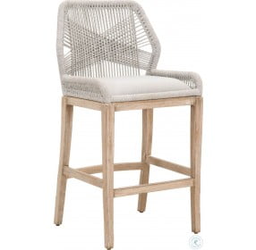 Loom Performance Pumice And Taupe White Flat Rope Bar Stool