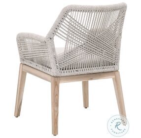 Woven Taupe White Flat Rope And Pumice Loom Outdoor Arm Chair Set of 2