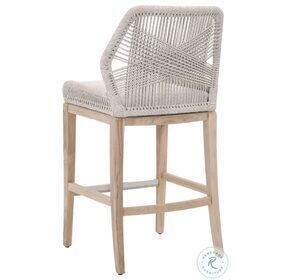 Loom Performance Pumice And Taupe White Flat Rope Outdoor Bar Stool