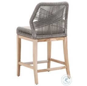Woven Platinum Rope and Smoke Gray Loom Outdoor Counter Height Stool