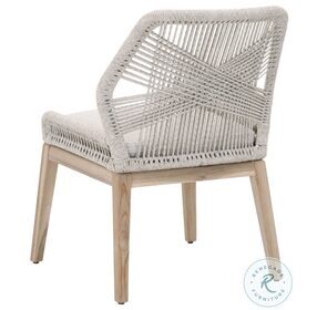 Woven Taupe White Flat Rope And Pumice Loom Outdoor Dining Chair Set of 2