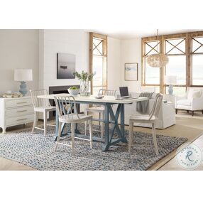 Serenity Sandblasted White And Blue Piers Friendship Extendable Counter Height Dining Table