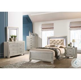 Glamour Champagne Youth Twin Upholstered Panel Bed