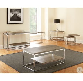 Lucia Gray And Chrome Silvershield 3D Laminate Chairside End Table
