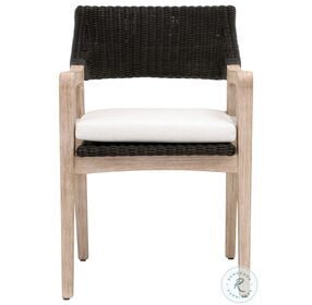 Lucia Performance White Speckle And Black Rattan Arm Chair